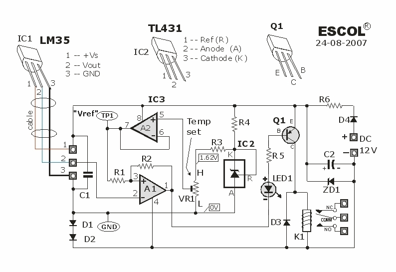 Relé controlado por temperatura – Automatismos Mar del Plata circuit diagram kipas angin 